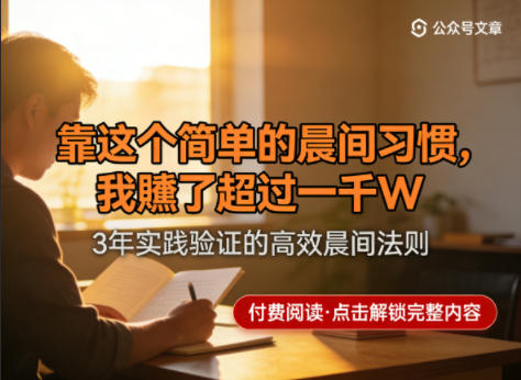 某公众号付费文章：靠这个简单的晨间习惯，我賺了超过一千W-靠谱项目库