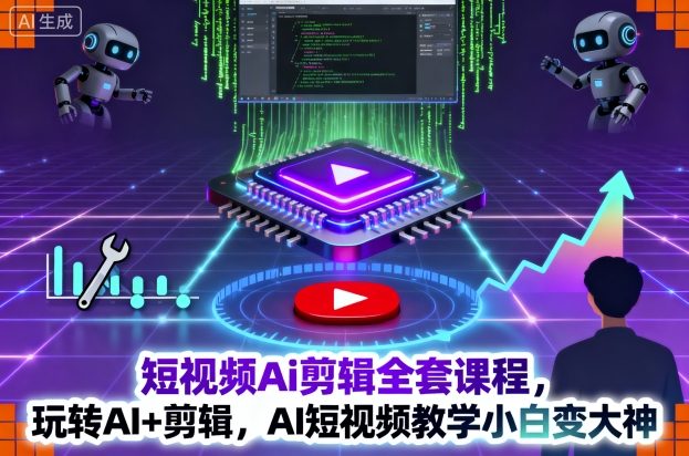 短视频Ai剪辑全套课程，玩转AI+剪辑，AI短视频教学小白变大神-靠谱项目库