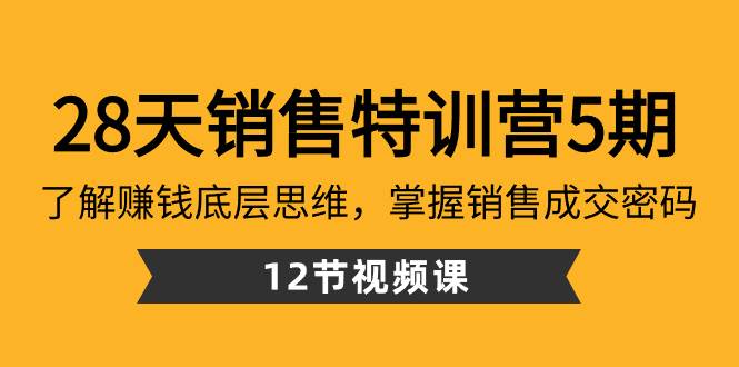 28天·销售特训营5期：了解赚钱底层思维，掌握销售成交密码（12节课）-靠谱项目库