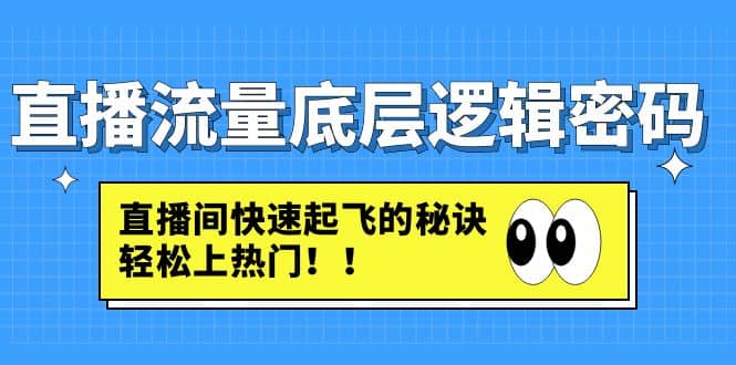 直播流量底层逻辑密码：直播间快速起飞的秘诀，轻松上热门-靠谱项目库