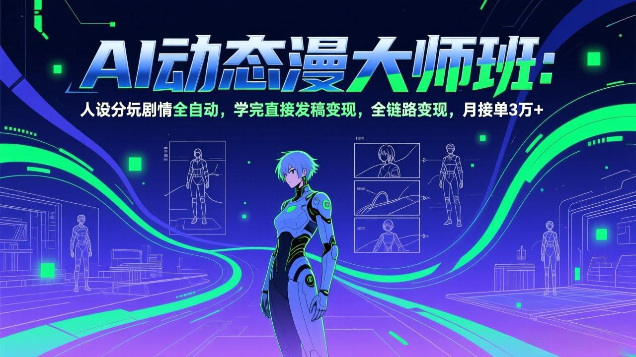 （17402期）AI动态漫剧大师班：人设分镜剧情全自动，学完直接发稿变现，全链路变现，月接单3万+-靠谱项目库