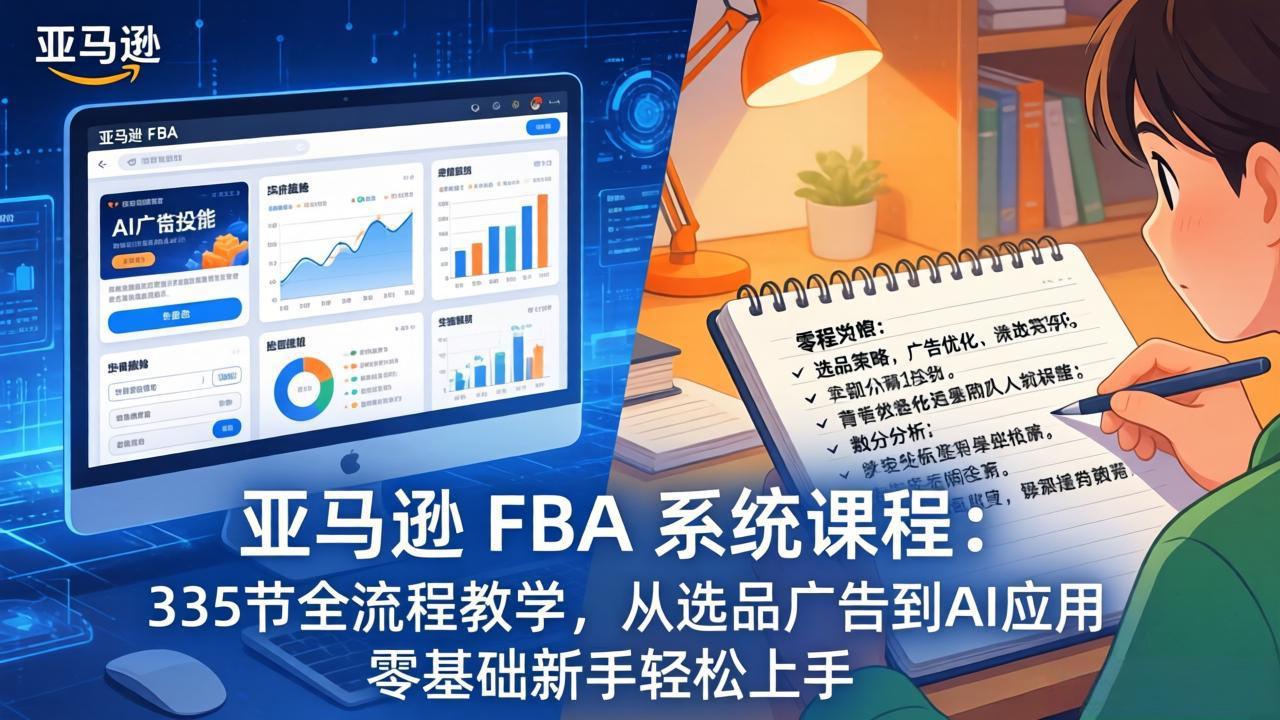 （17744期）亚马逊 FBA 系统课程（更新26年3月）335节全流程教学，从选品广告到AI应用，零基础新手轻松上手-靠谱项目库