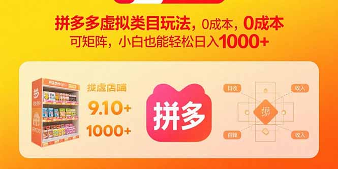 （15943期）拼多多虚拟类目玩法，0成本，可矩阵，小白也能轻松日入1000+-靠谱项目库