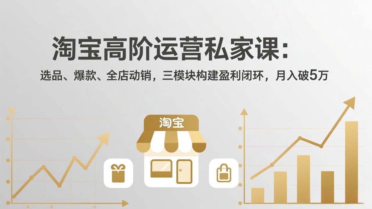 （17944期）淘宝高阶运营私家课（更新26年4月）：选品、爆款、全店动销，三模块构建盈利闭环，月入破5万-靠谱项目库