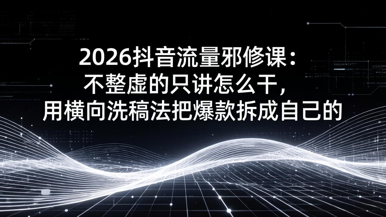 （17725期）2026抖音流量邪修课：不整虚的只讲怎么干，用横向洗稿法把爆款拆成自己的-靠谱项目库