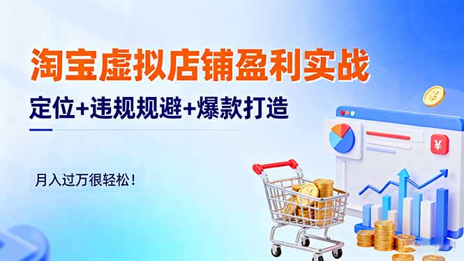 （16387期）淘宝虚拟店铺盈利实战：定位+违规规避+爆款打造，月入过万很轻松！-靠谱项目库