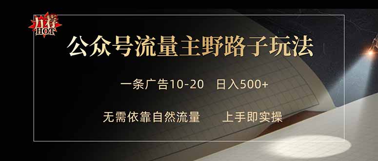 （18178期）公众号流量主野路子玩法 单条广告10-20元 日入500+-靠谱项目库