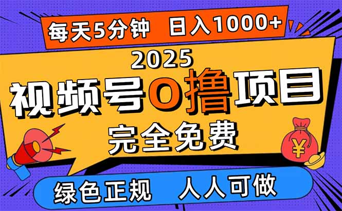 （16388期）2025视频号0撸项目，5分钟一个号，日入1000+，人人可做-靠谱项目库