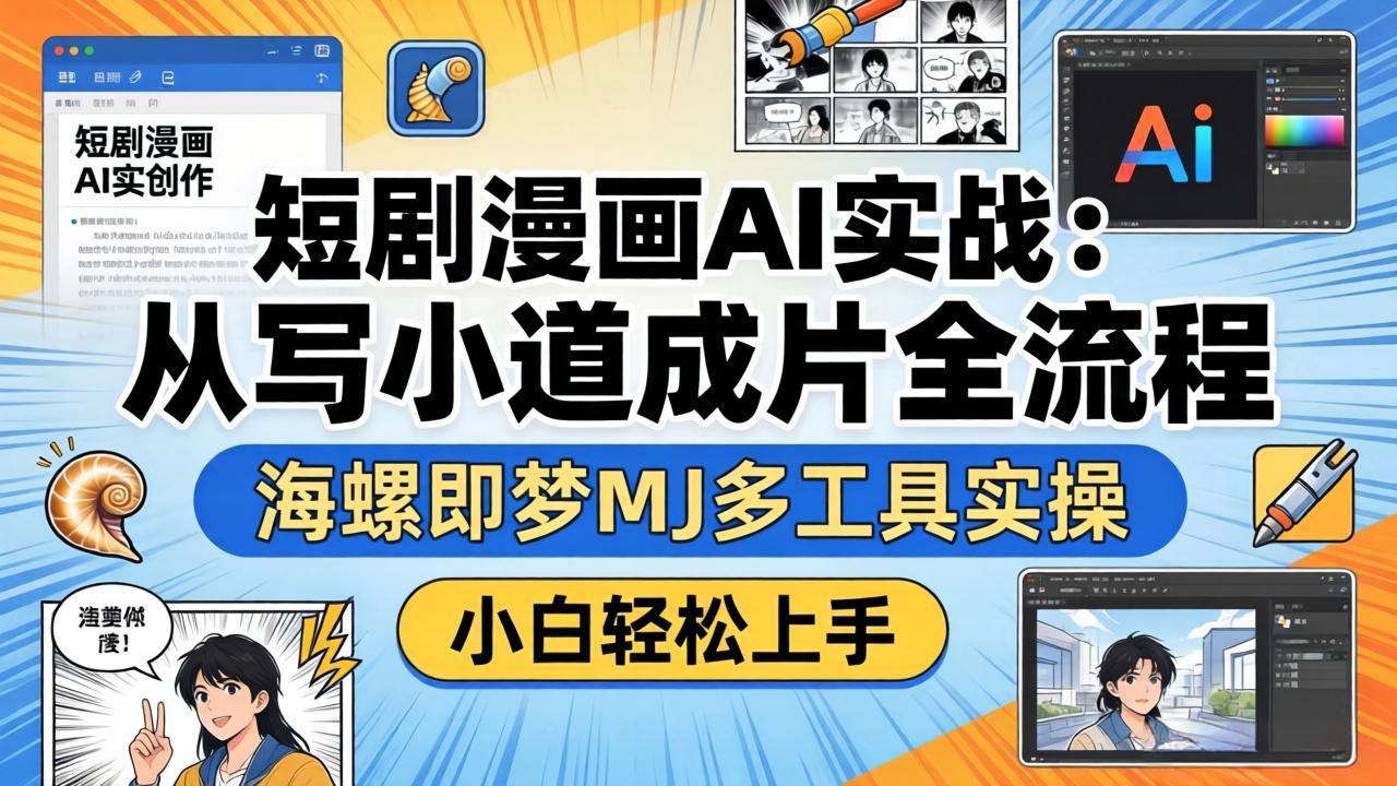 （17945期）短剧漫画AI实战：从写小说到成片全流程，海螺即梦MJ多工具实操，小白轻松上手-靠谱项目库