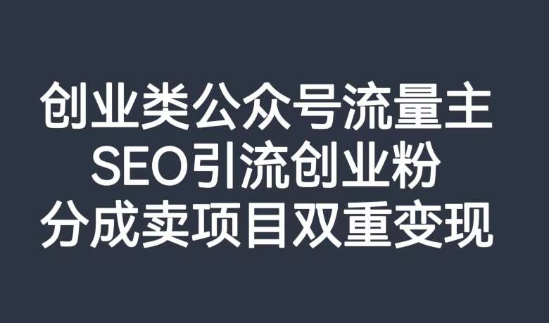 创业类公众号流量主，SEO引流创业粉，分成卖项目双重变现【揭秘】-靠谱项目库