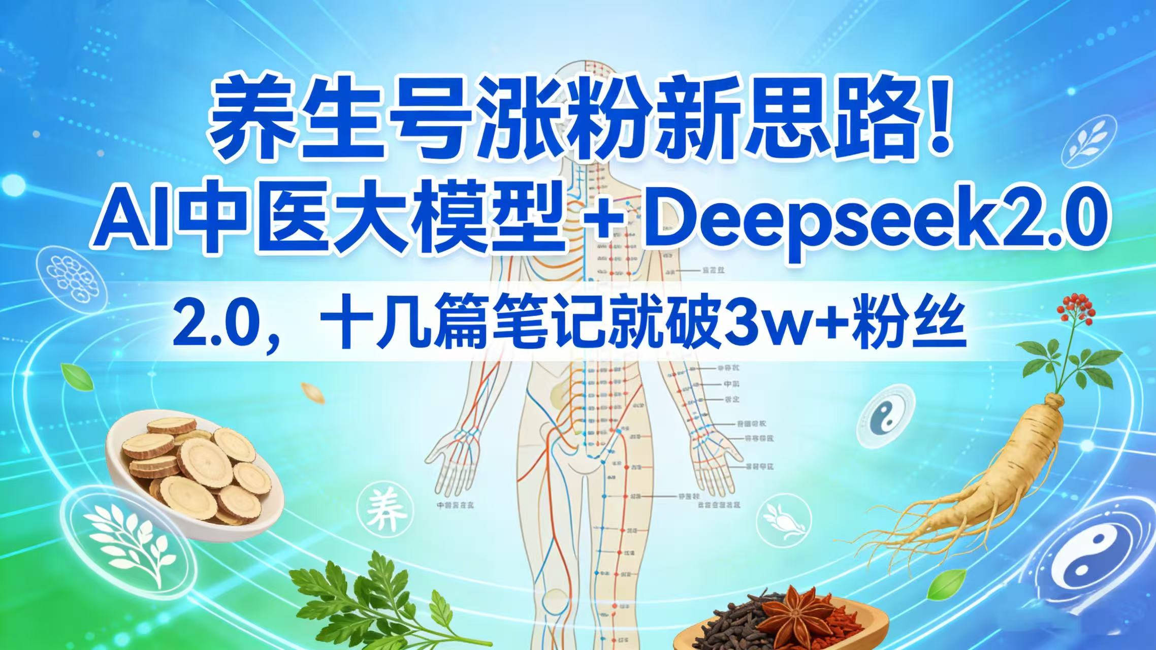 养生号涨粉新思路！AI 中医大模型 + Deepseek 2.0，十几篇笔记就破 3w + 粉丝-靠谱项目库