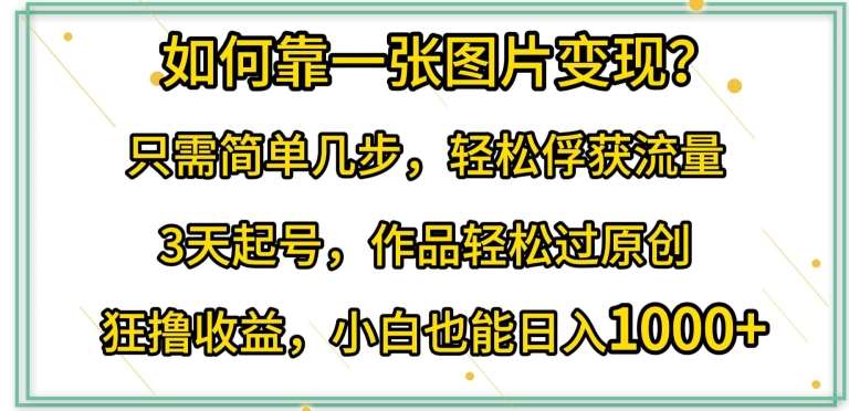 如何靠一张图片变现?只需简单几步，轻松俘获流量，3天起号，作品轻松过原创【揭秘】-靠谱项目库