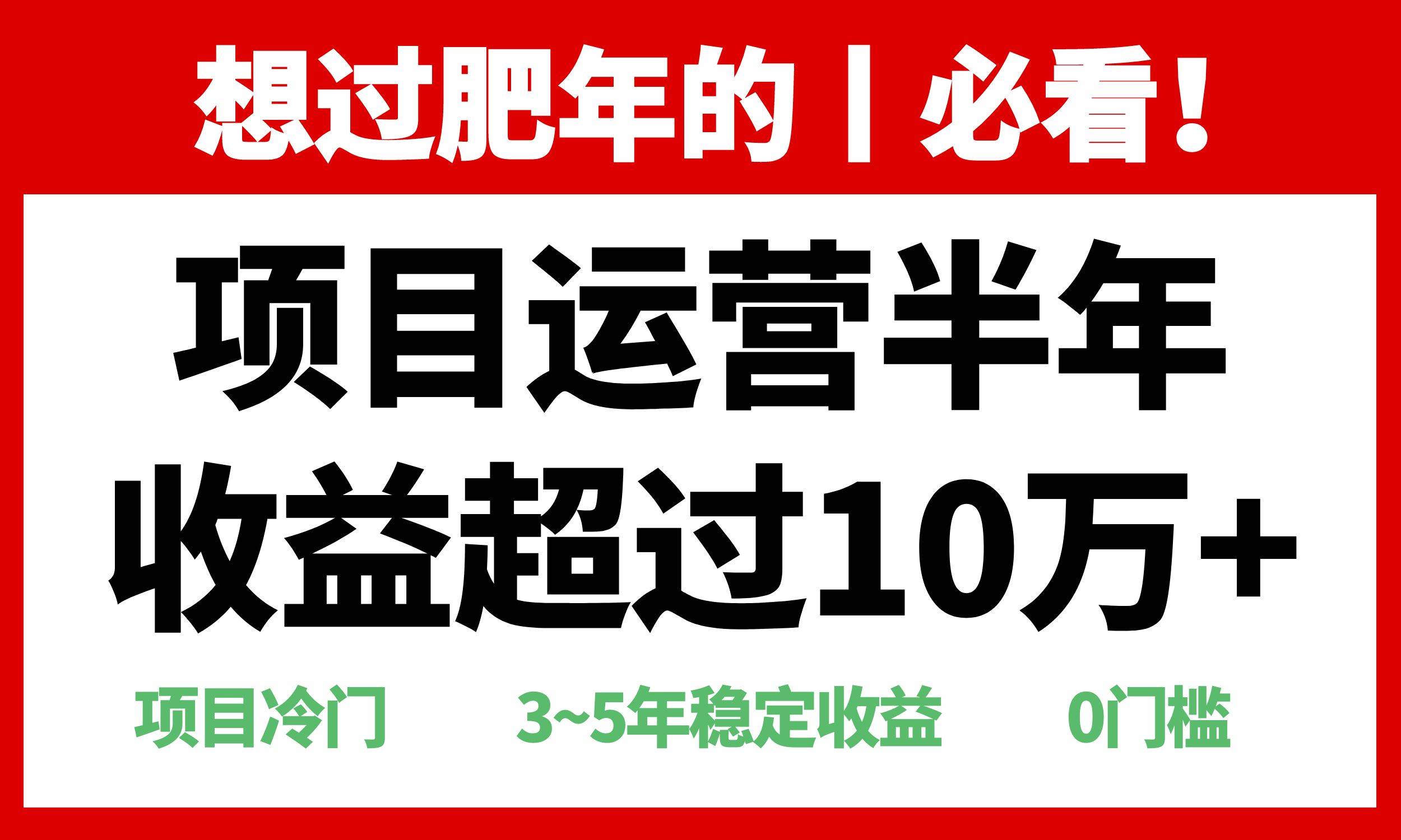 （13663期）年前过肥年的必看的超冷门项目，半年收益超过10万+，-靠谱项目库