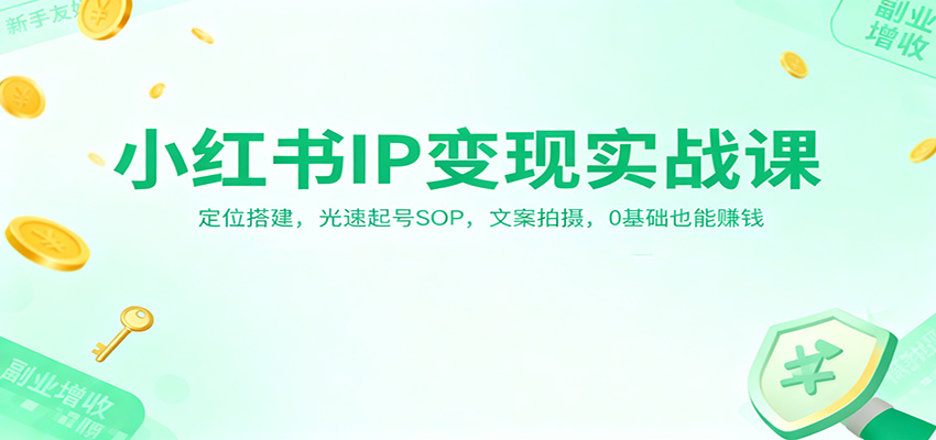 小红书IP变现实战课：定位搭建，光速起号SOP，文案拍摄，0基础也能赚钱-靠谱项目库