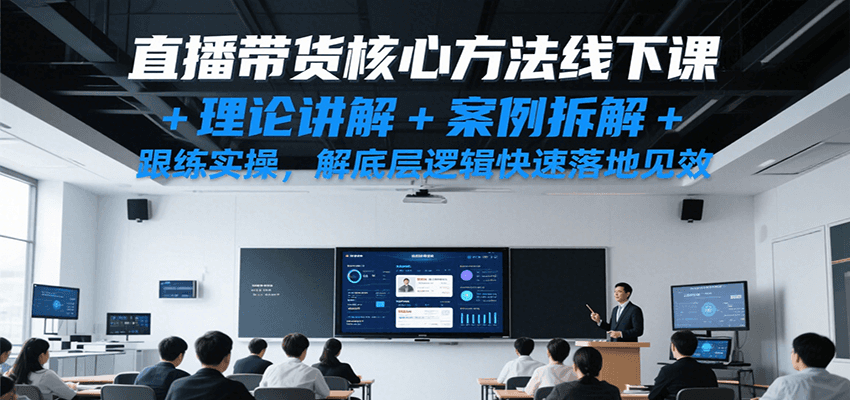 直播带货核心方法线下课，理论讲解+案例拆解+跟练实操，解底层逻辑快速落地见效-靠谱项目库