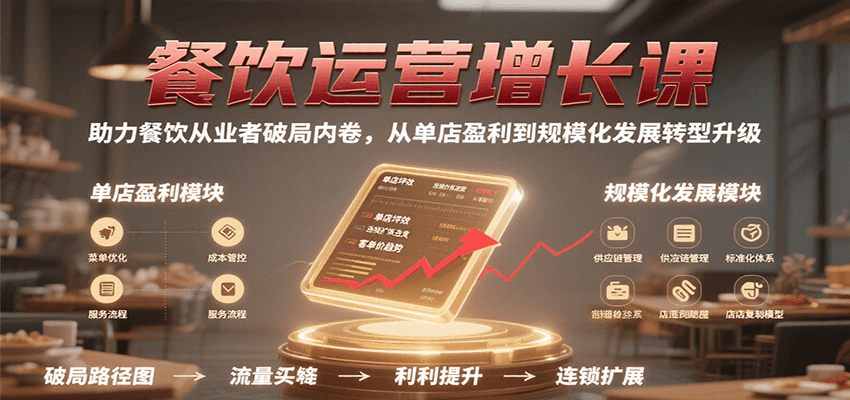 餐饮运营增长课，助力餐饮从业者破局内卷，从单店盈利到规模化发展转型升级-靠谱项目库