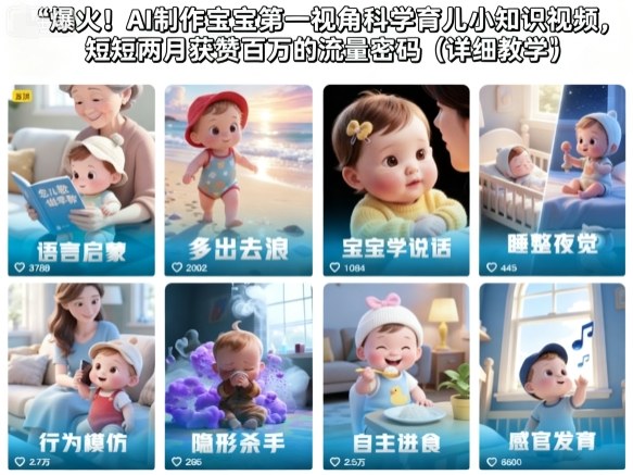 爆火！AI制作宝宝第一视角科学育儿小知识视频，短短两月获赞百万的流量密码（详细教学）-靠谱项目库