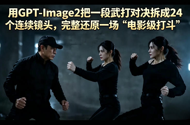 用GPT-Image2把一段武打对决拆成24个连续镜头，完整还原一场“电影级打斗”-靠谱项目库