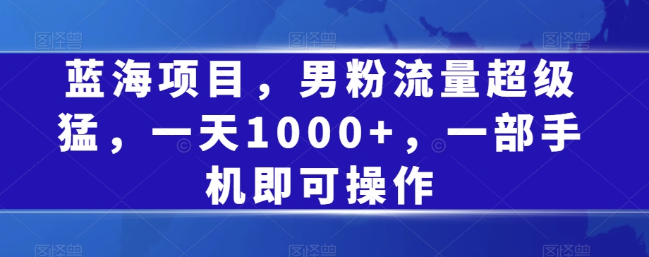 蓝海项目，男粉流量超级猛，一天1000+，一部手机即可操作【揭秘】-靠谱项目库