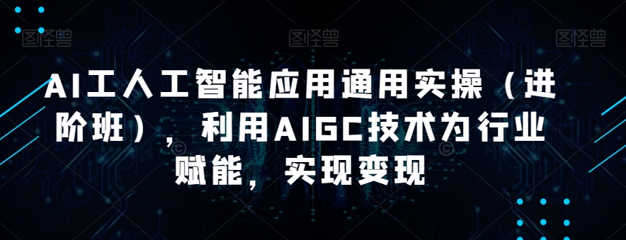 AI工人工智能应用通用实操（进阶班），利用AIGC技术为行业赋能，实现变现-靠谱项目库