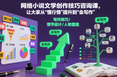 网络小说文学创作技巧咨询课，让大家从“懂行情”提升到”会写作”的高度-靠谱项目库