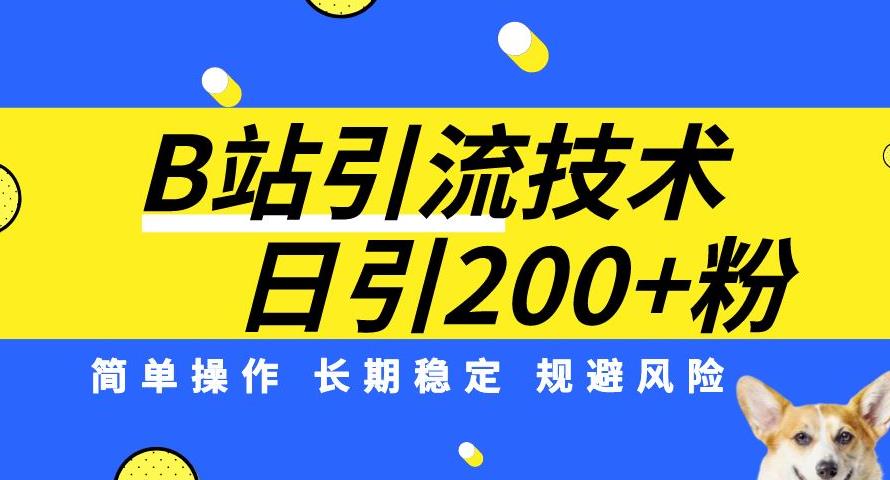 B站引流技术：每天引流200精准粉，简单操作，长期稳定，规避风险-靠谱项目库