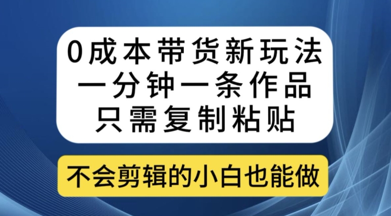 0成本带货新玩法，一分钟一条作品，只需复制粘贴就可以做-靠谱项目库