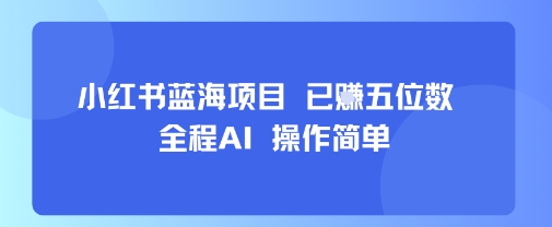 小红书蓝海项目，全程AI，操作简单，已挣五位数-靠谱项目库