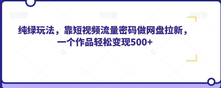 纯绿玩法，靠短视频流量密码做网盘拉新，一个作品轻松变现500+【揭秘】-靠谱项目库