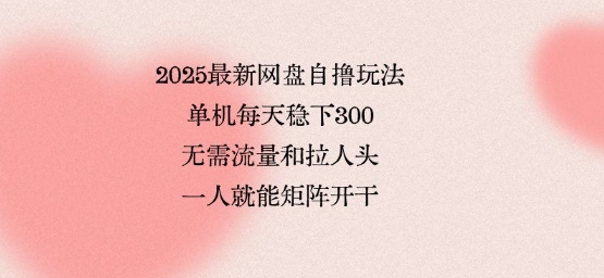 2025最新网盘自撸玩法，单机每天稳下3张，无需流量和拉人头，一个人就可轻松矩阵，全网独一份【揭秘】-靠谱项目库
