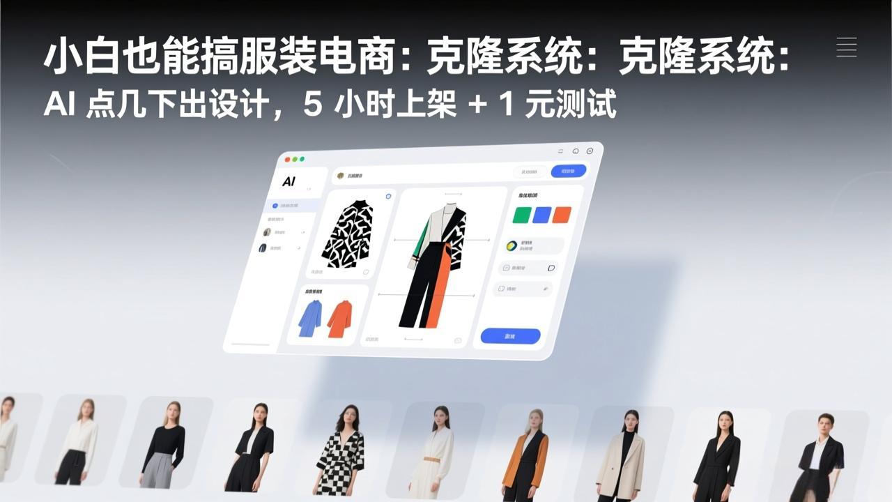 （17411期）小白也能搞服装电商：克隆系统：AI 点几下出设计，5 小时上架 + 1 元测试-靠谱项目库