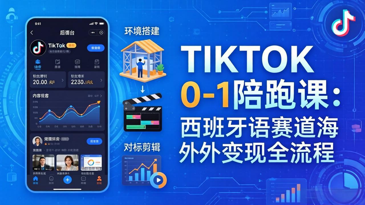 （17908期）TIKTOK 0-1 陪跑课：从环境搭建到刷对标剪辑，西班牙语赛道海外变现全流程-靠谱项目库