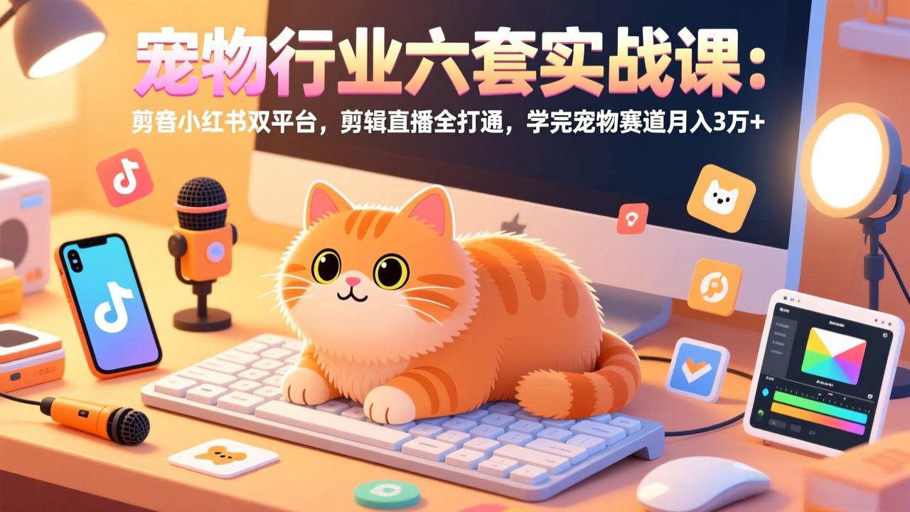（17411期）宠物行业六套实战课：抖音小红书双平台，剪辑直播全打通，学完宠物赛道月入3万+-靠谱项目库