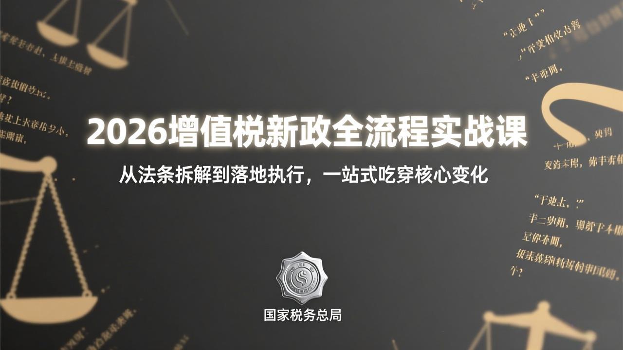 （17529期）2026增值税新政全流程实战课：从法条拆解到落地执行，一站式吃透核心变化-靠谱项目库