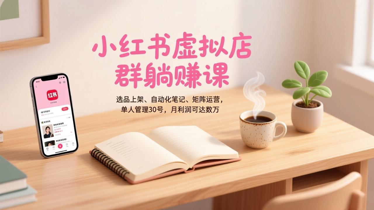 （17072期）小红书虚拟店群躺赚课，选品上架、自动化笔记、矩阵运营，单人管理30号，月利润可达数万-靠谱项目库