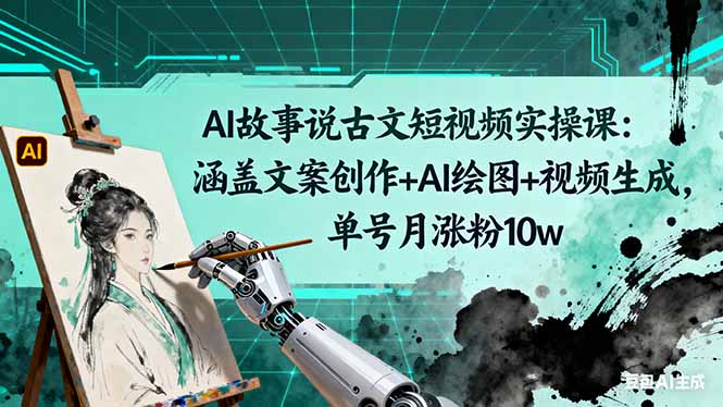 （16369期）AI故事说古文短视频实操课：涵盖文案创作+AI绘图+视频生成，单号月涨粉10w-靠谱项目库