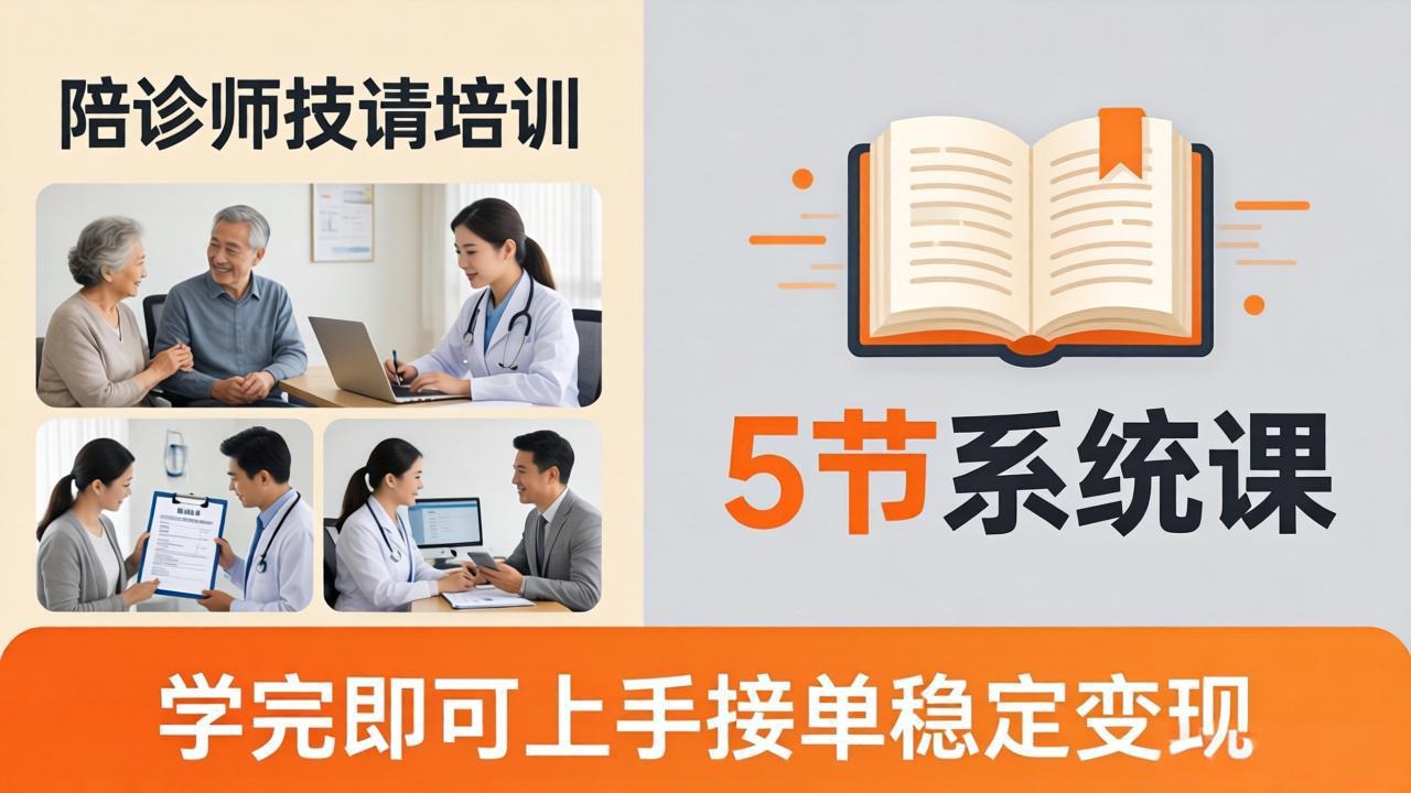 （18116期）想做陪诊师不知从何下手？5节系统课教你掌握核心技能，学完即可上手接单稳定变现-靠谱项目库