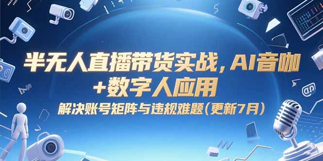 （15280期）半无人直播带货实战，AI音咖+数字人应用 解决账号矩阵与违规难题(更新7月)-靠谱项目库