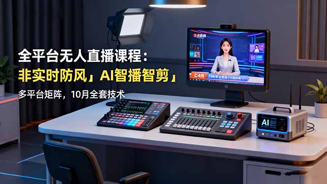 （16279期）全平台无人直播课程：非实时防风＋AI智播智剪＋多平台矩阵，10月全套技术-靠谱项目库