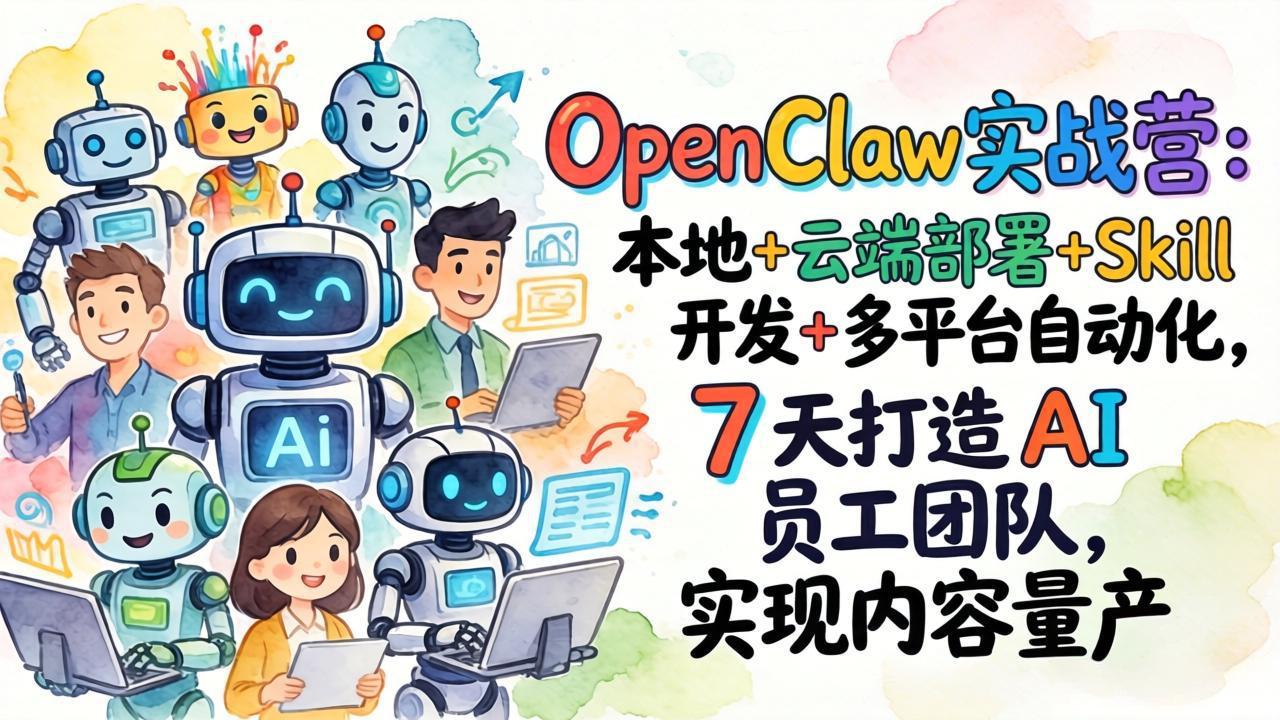 （17673期）OpenClaw实战营-更新：本地+云端部署+Skill开发+多平台自动化，7天打造AI员工团队+实现内容量产-靠谱项目库