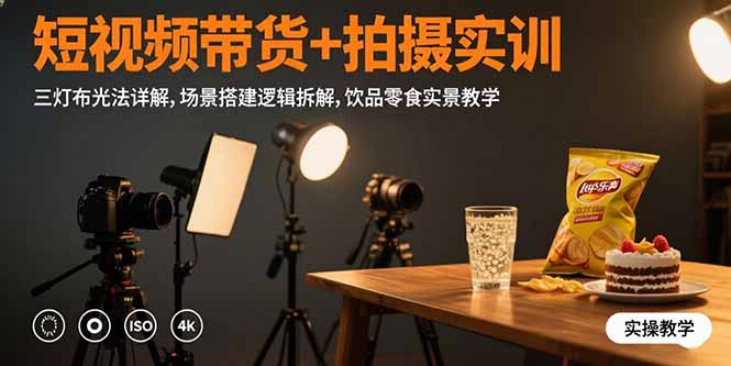 （15540期）短视频带货+拍摄实训：三灯布光法详解,场景搭建逻辑拆解,饮品零食实景教学-靠谱项目库