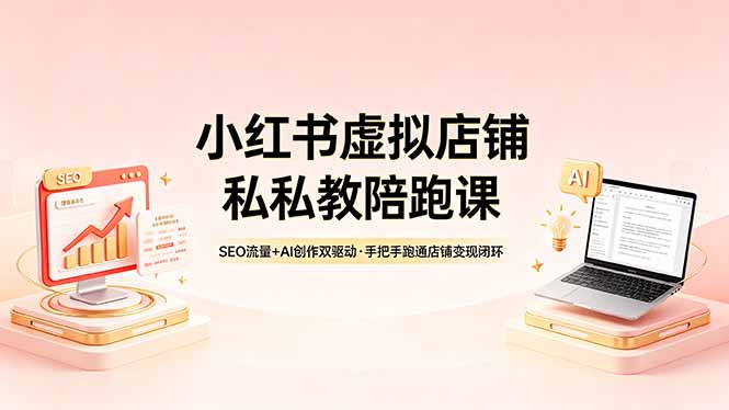 （18248期）小红书虚拟店铺私教陪跑课，SEO流量+AI创作双驱动，手把手跑通店铺变现闭环-靠谱项目库