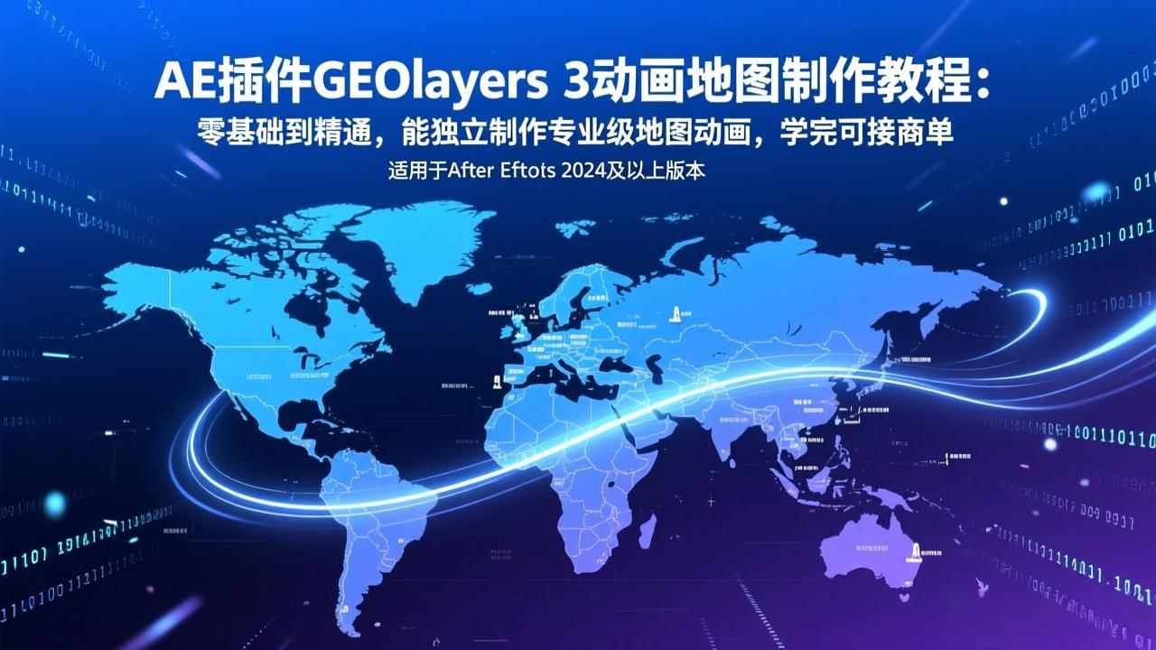 （17380期）AE插件GEOlayers 3动画地图制作教程：零基础到精通，能独立制作专业级地图动画，学完可接商单-靠谱项目库