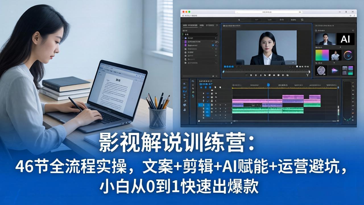 （18053期）影视解说特训营：46节全流程实操，文案+剪辑+AI赋能+运营避坑，小白从0到1快速出爆款-靠谱项目库