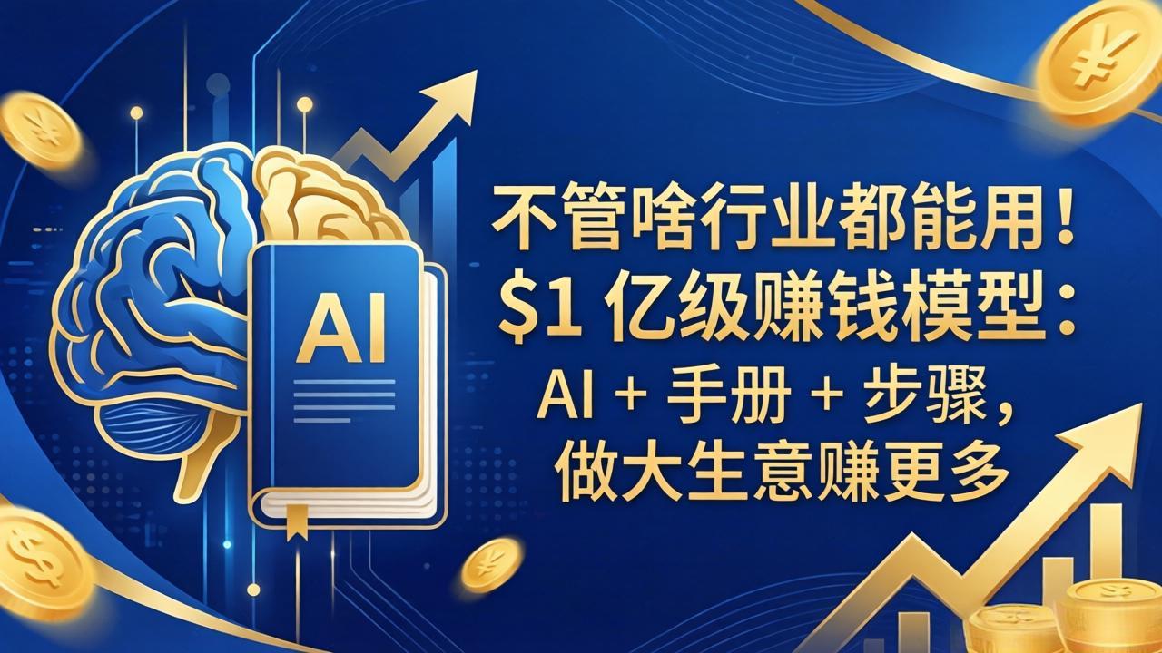 （18055期）不管啥行业都能用！$1 亿级赚钱模型：AI + 手册 + 步骤，做大生意赚更多-靠谱项目库