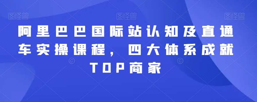 阿里巴巴国际站认知及直通车实操课程，四大体系成就TOP商家-靠谱项目库
