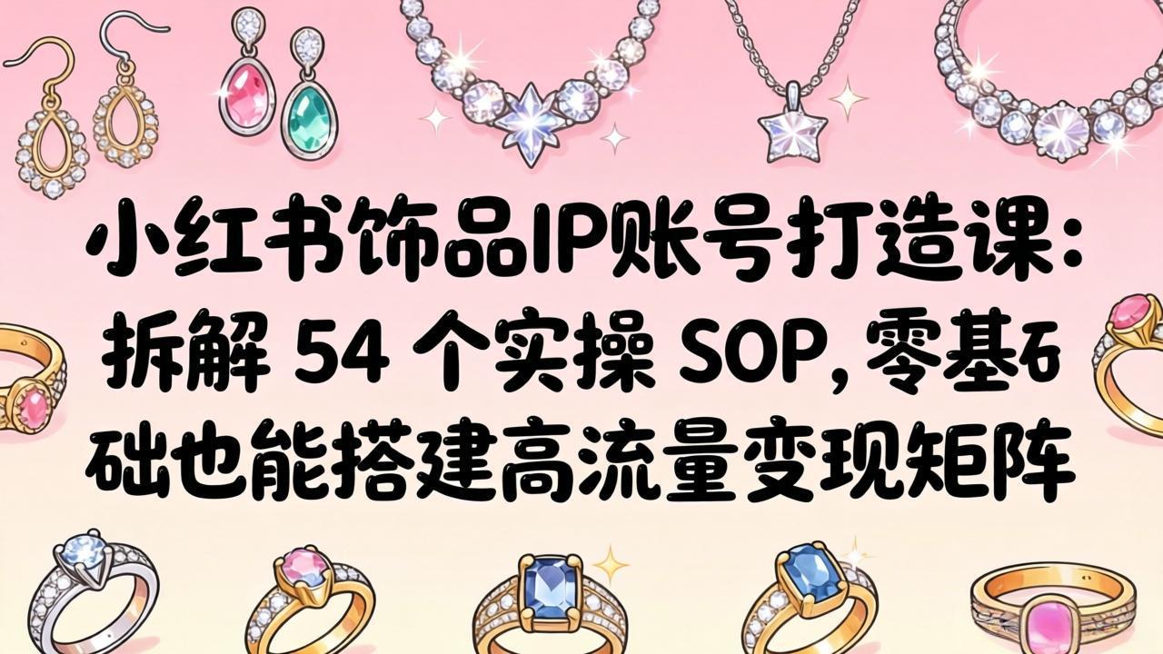 （18101期）小红书饰品IP账号打造课：拆解 54 个实操 SOP，零基础也能搭建高流量变现矩阵-靠谱项目库