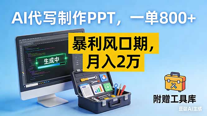 （16967期）AI代写制作PPT，一单800+， 暴利风口期，月入2万【附工具】-靠谱项目库