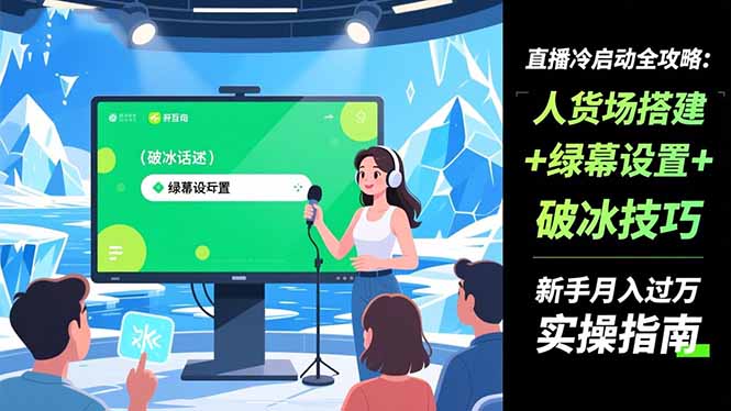 （16605期）直播冷启动全攻略:人货场搭建+绿幕设置+破冰技巧，新手月入过万实操指南-靠谱项目库