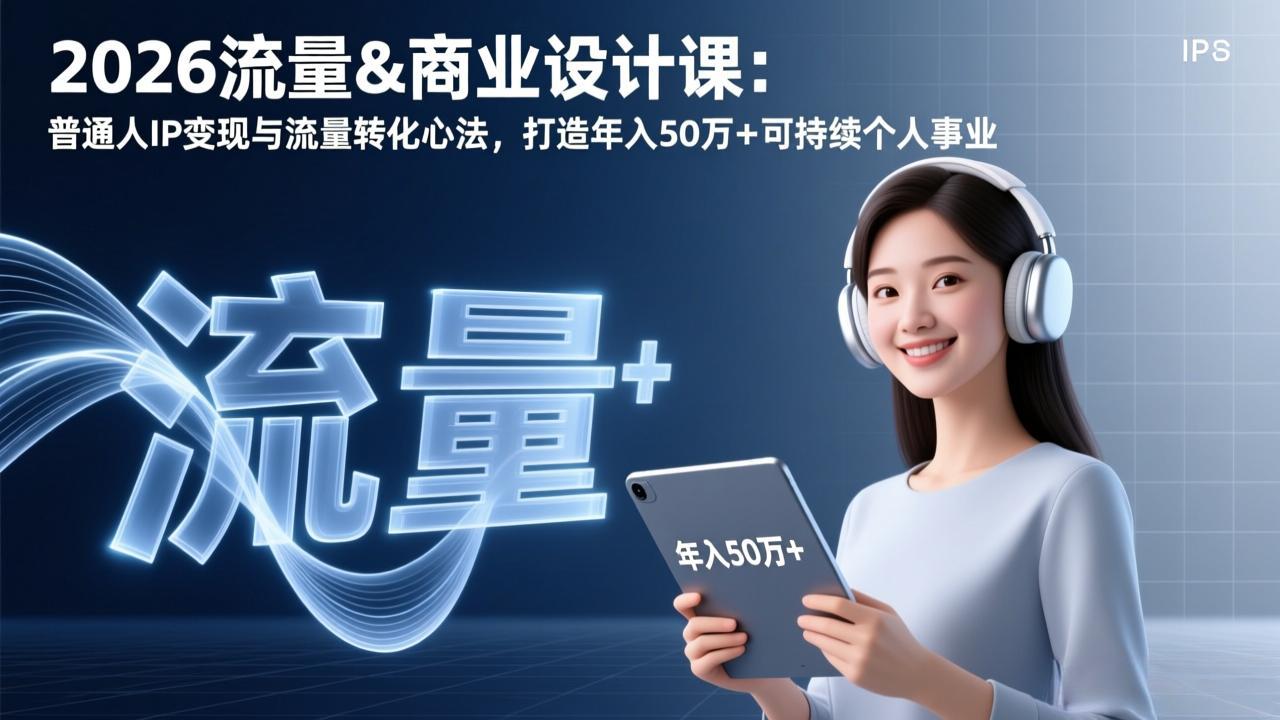 （17246期）2026流量&商业设计课：普通人IP变现与流量转化心法，打造年入50万+可持续个人事业-靠谱项目库